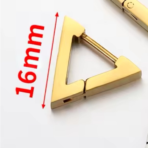Chantal - Gold Triangle Stainless Steel Earrings Unisex - Picture 6 of 8